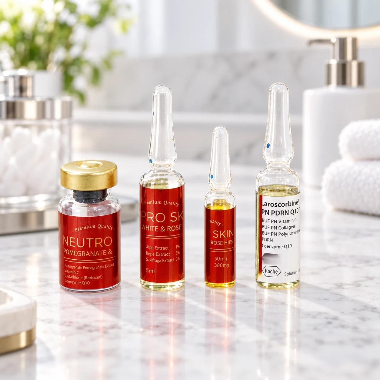 Neutro Skin Pomegranate Injections + Roche Vitamin C+ Gluta Frozen Capsules